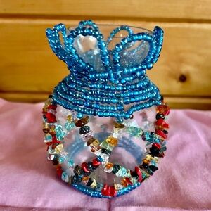 Beautiful Colorful Beaded Glass Vase